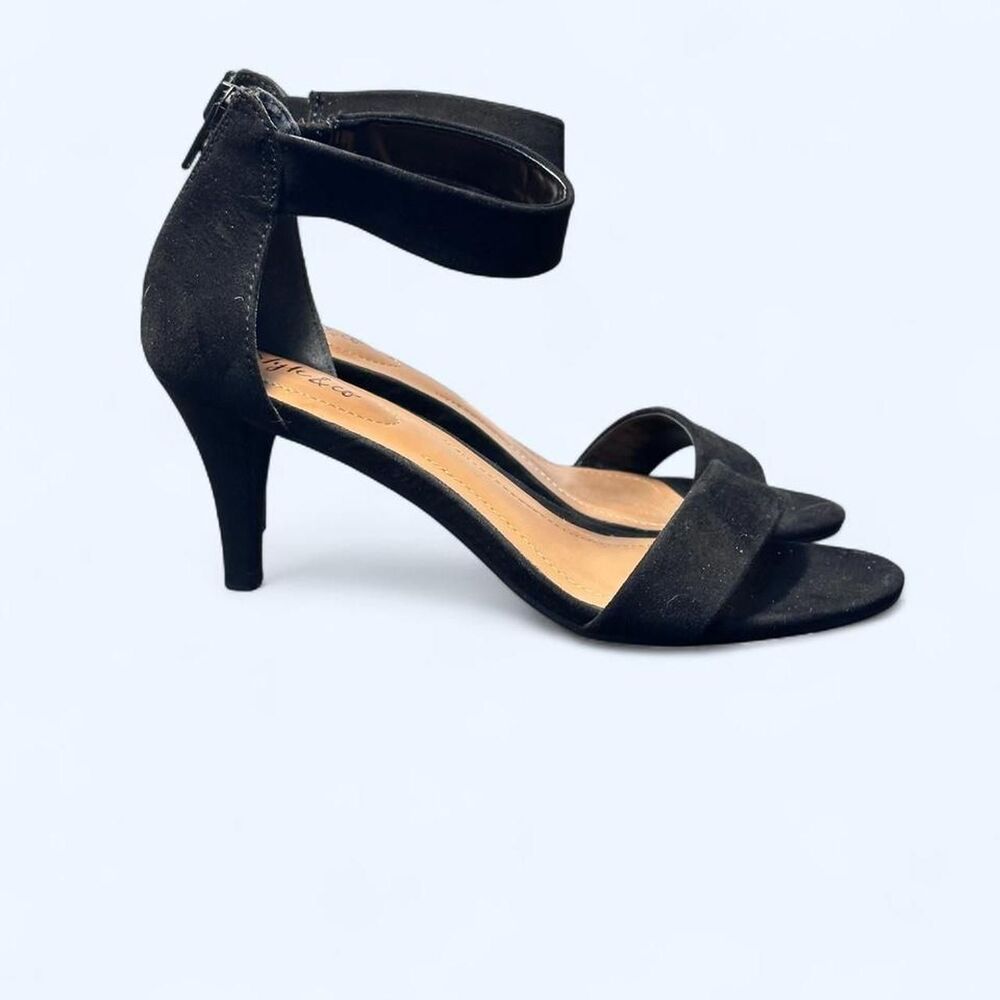 Style & Co. Paycee Black Microsuede Kitten Heels Size 6.5